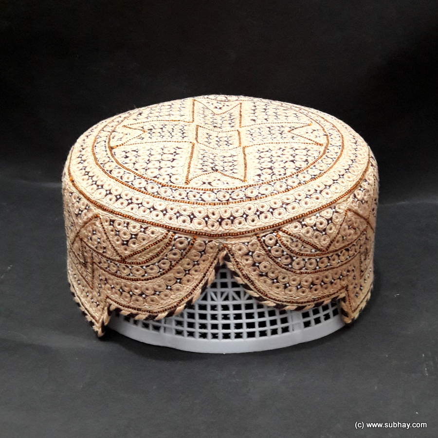 beige Color Chakki Sindhi Cap / Topi (Hand Made) MKC-721